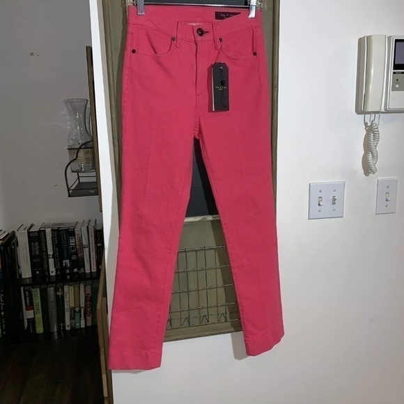 Rag & Bone Pink Ankle Cigarette Jeans Skinny Crop Stretch Denim Size 24 NWT - Picture 10 of 10